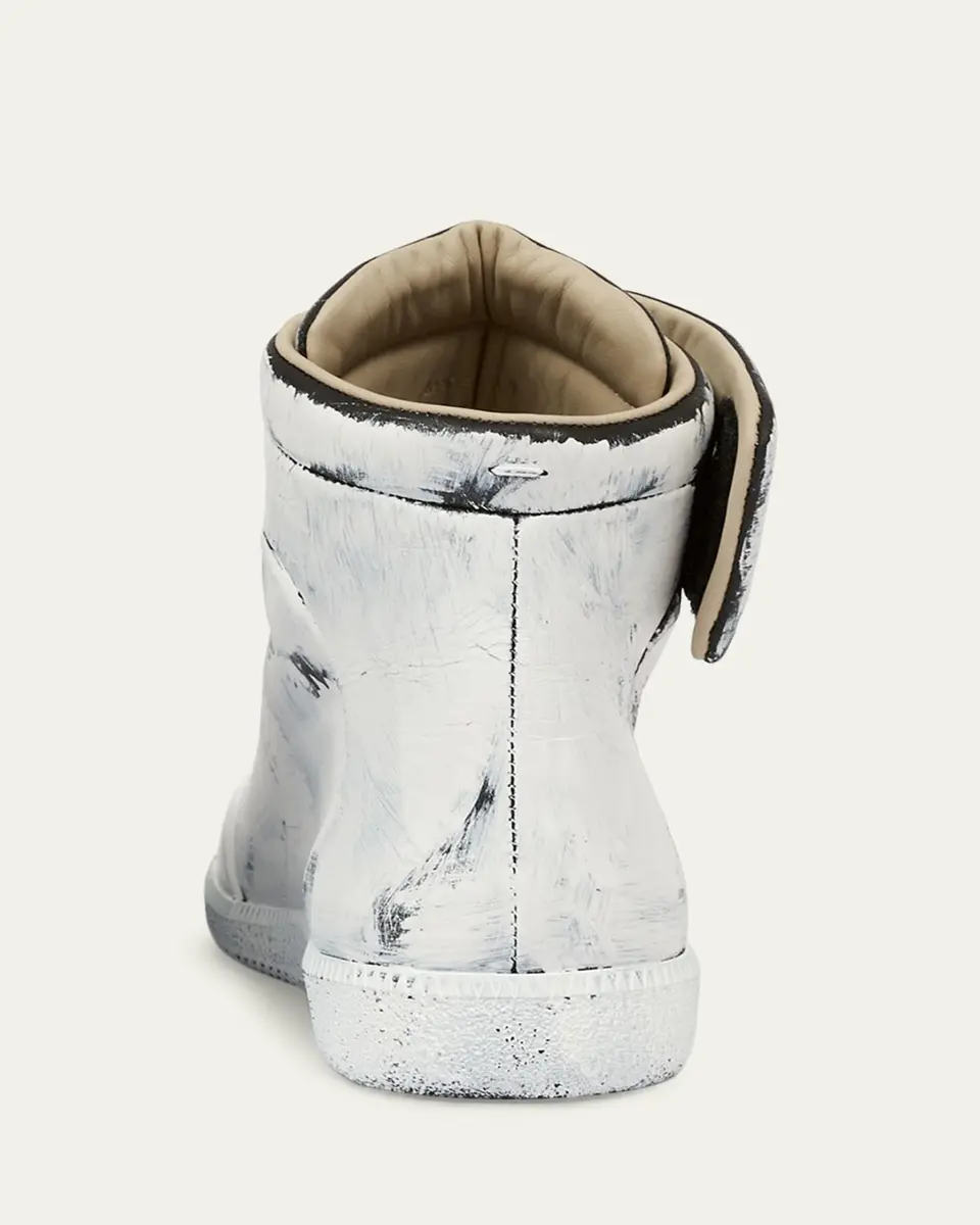 Maison Margiela Men's Future Bianchetto Leather Mid-Top Sneakers | Thumbnail 3