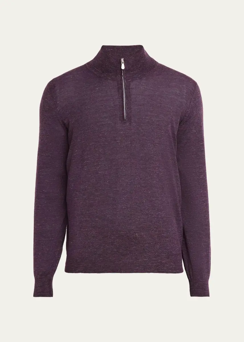Brunello Cucinelli Men's Cashmere-Blend Quarter-Zip Sweater | Thumbnail 11 Brunello Cucinelli Men's Cashmere-Blend Quarter-Zip Sweater | Thumbnail 11