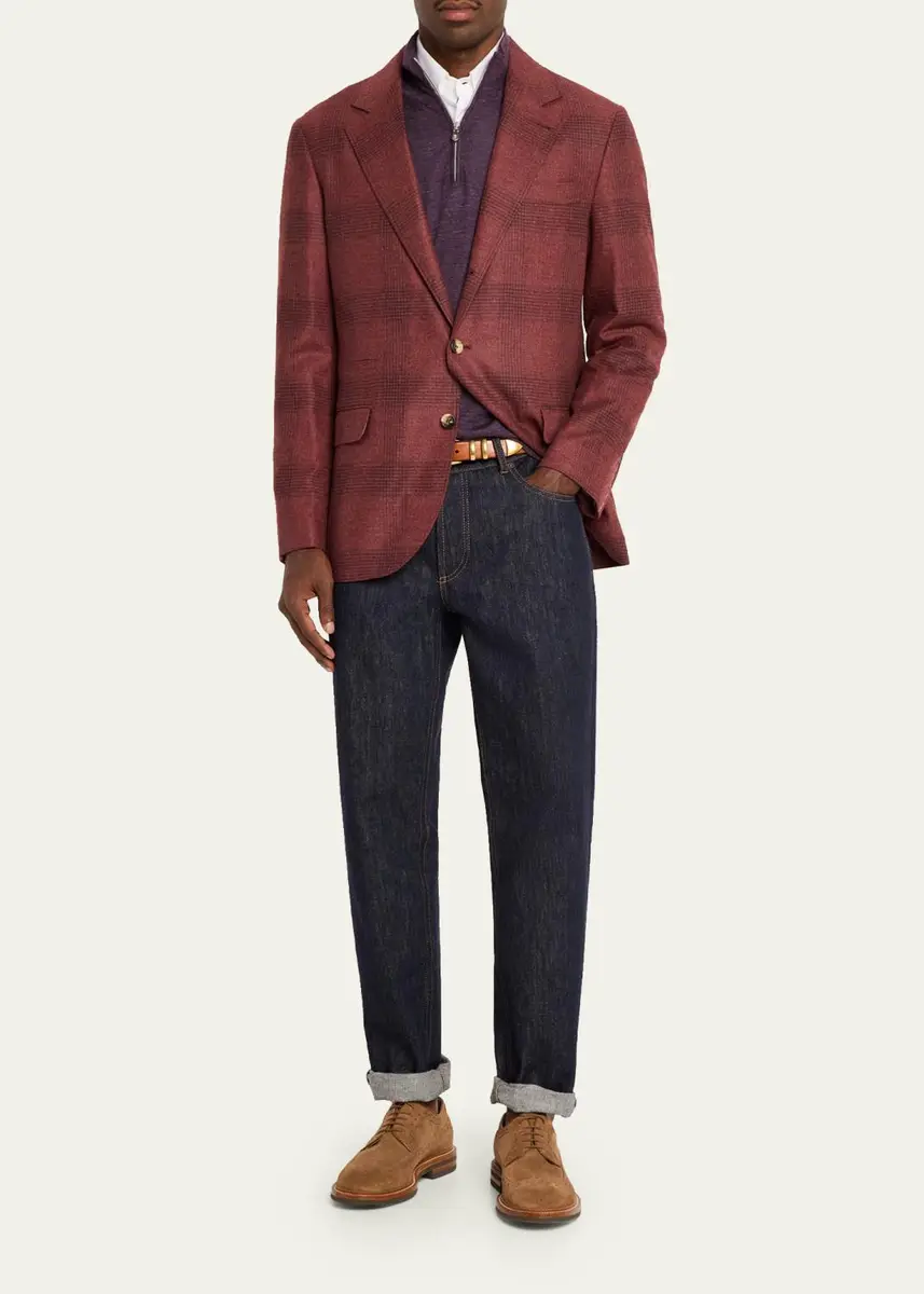 Brunello Cucinelli Men's Cashmere-Blend Quarter-Zip Sweater | Thumbnail 12 Brunello Cucinelli Men's Cashmere-Blend Quarter-Zip Sweater | Thumbnail 12