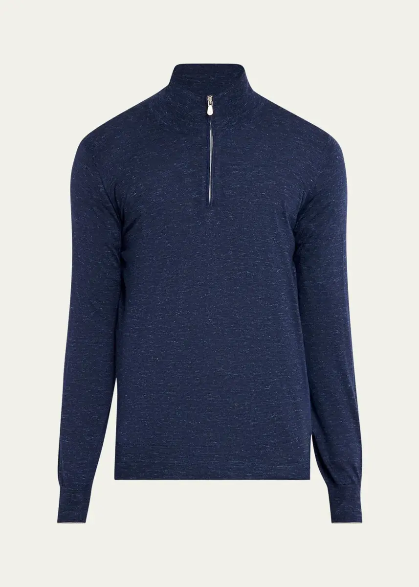 Brunello Cucinelli Men's Cashmere-Blend Quarter-Zip Sweater | Thumbnail 6 Brunello Cucinelli Men's Cashmere-Blend Quarter-Zip Sweater | Thumbnail 6