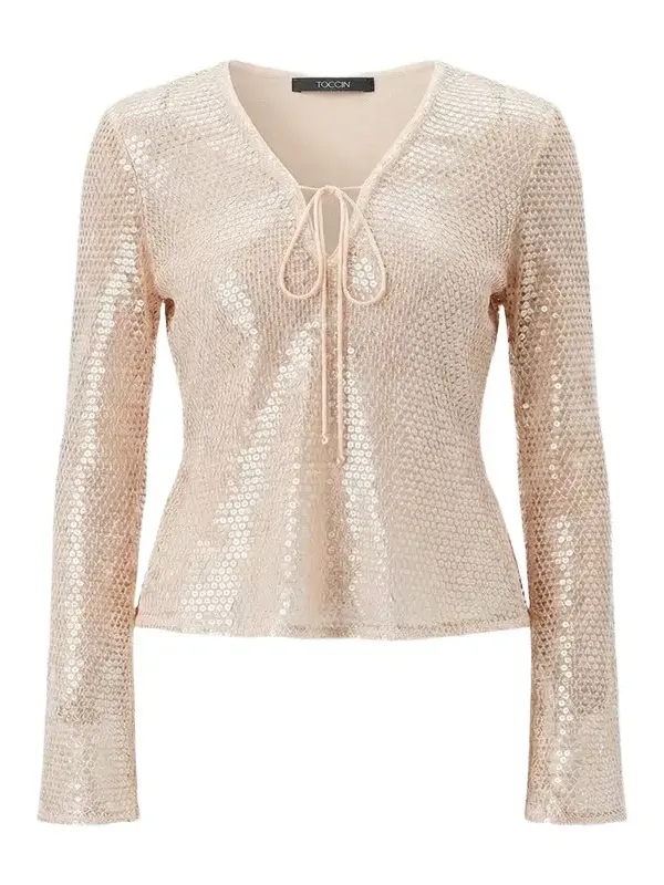 Zuri Sequined V-Neck Top Zuri Sequined V-Neck Top
