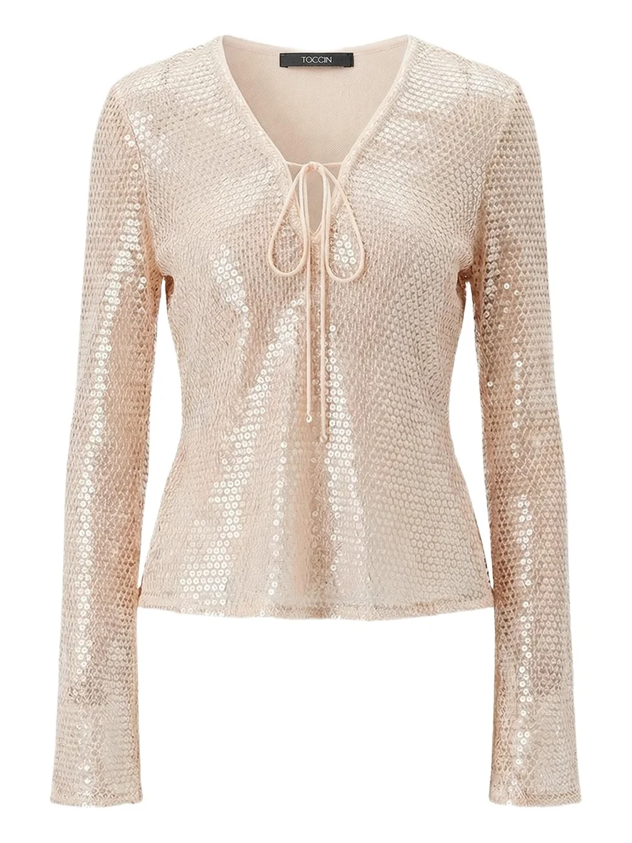 Zuri Sequined V-Neck Top