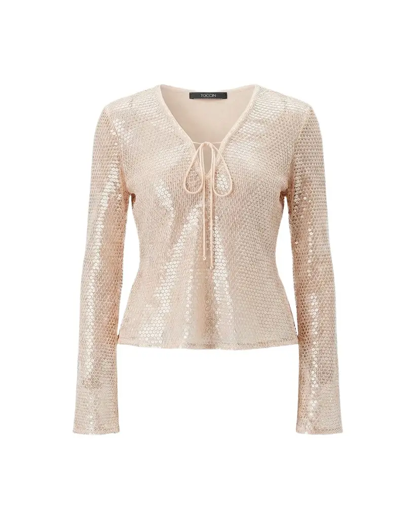 Toccin Zuri Sequined V-Neck Top | Image 1 Toccin Zuri Sequined V-Neck Top | Image 1