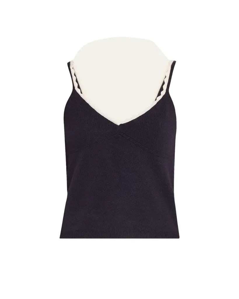 OFFICINE GÉNÉRALE Loa Scallop-Trim Knit Tank Top | Image 1 OFFICINE GÉNÉRALE Loa Scallop-Trim Knit Tank Top | Image 1