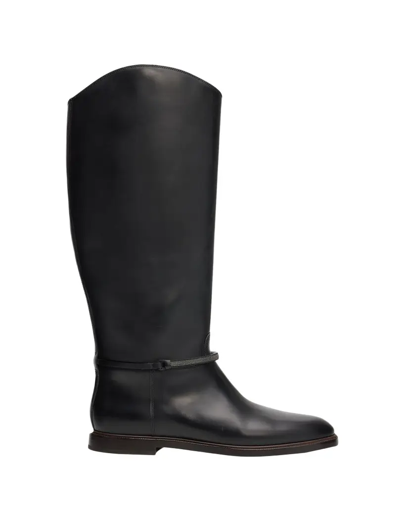 Brunello Cucinelli Leather Riding Boots w/ Monili | Image 1 Brunello Cucinelli Leather Riding Boots w/ Monili | Image 1