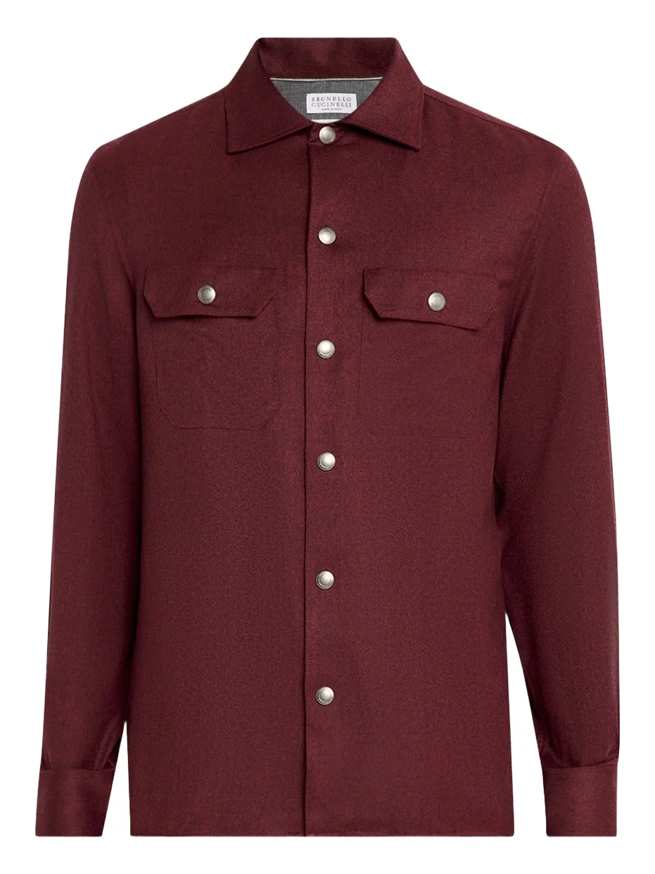 Brunello Cucinelli Men's Wool Snap-Front Overshirt