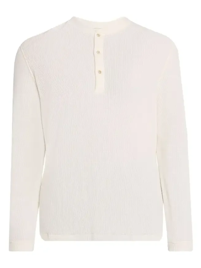 Men's Cashmere and Cotton Waffle-Knit Long-Sleeve Henley T-Shirt Men's Cashmere and Cotton Waffle-Knit Long-Sleeve Henley T-Shirt