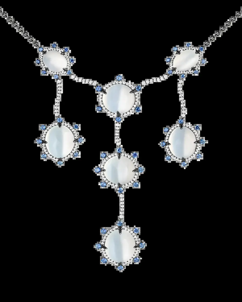Paul Morelli 18K White Gold Diamond and Moonstone Statement Necklace | Thumbnail 2 Paul Morelli 18K White Gold Diamond and Moonstone Statement Necklace | Thumbnail 2