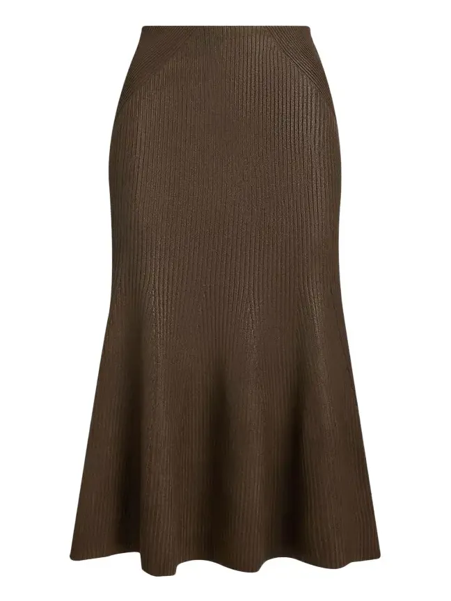 Adrianna Foiled Rib-Knit Sweater Skirt Adrianna Foiled Rib-Knit Sweater Skirt