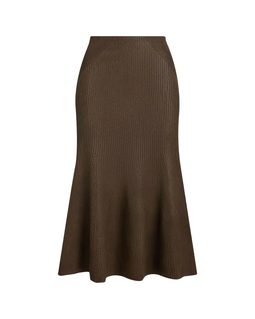 Ralph Lauren Collection Adrianna Foiled Rib-Knit Sweater Skirt | Image 1 Ralph Lauren Collection Adrianna Foiled Rib-Knit Sweater Skirt | Image 1