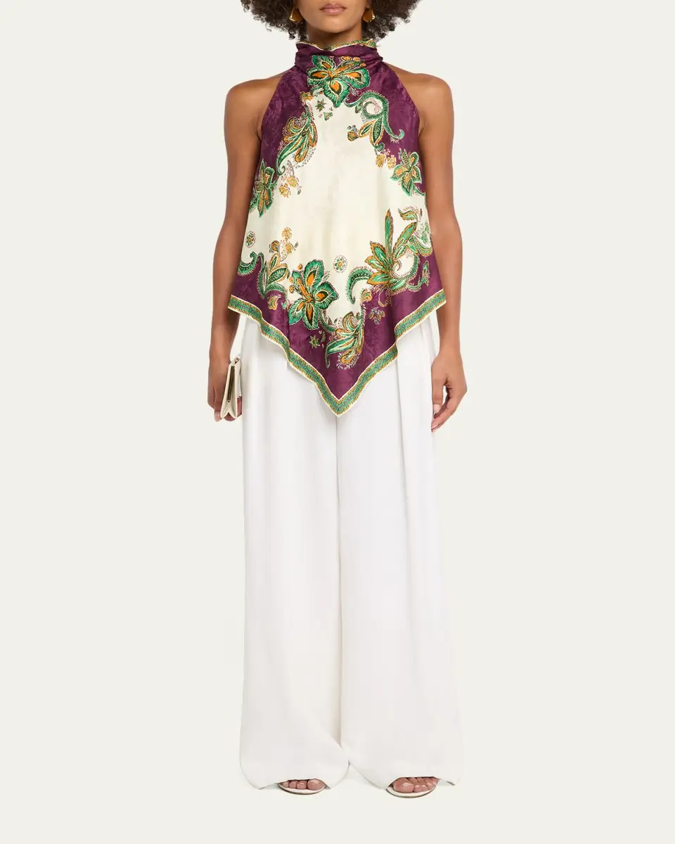 ALÉMAIS Ruthie Floral Jacquard Halter Top | Thumbnail 2 ALÉMAIS Ruthie Floral Jacquard Halter Top | Thumbnail 2