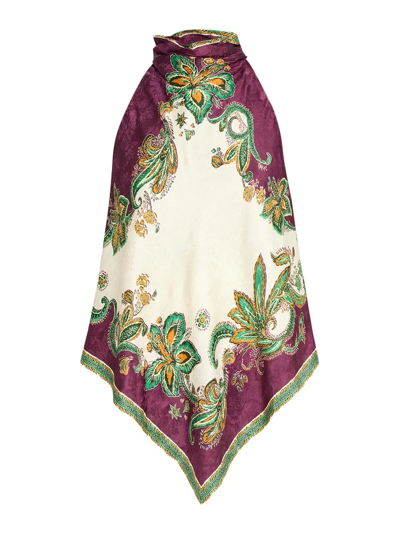 ALÉMAIS Ruthie Floral Jacquard Halter Top