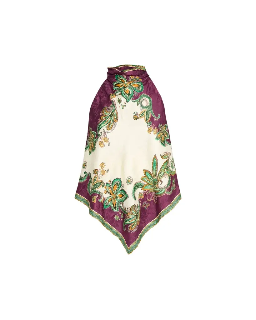 ALÉMAIS Ruthie Floral Jacquard Halter Top | Image 1 ALÉMAIS Ruthie Floral Jacquard Halter Top | Image 1