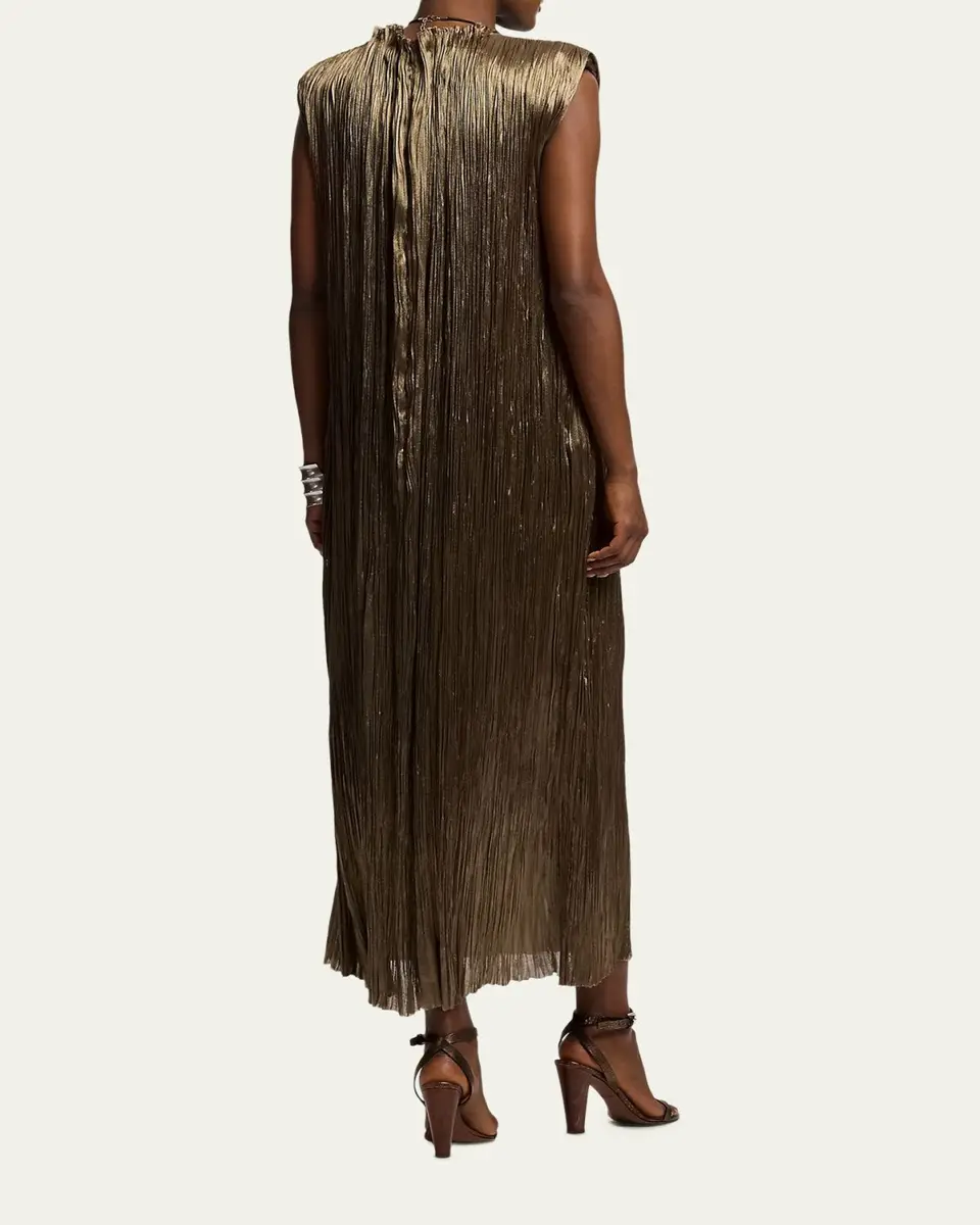 Ralph Lauren Collection Virna Pleated Lamé Cocktail Dress | Thumbnail 3 Ralph Lauren Collection Virna Pleated Lamé Cocktail Dress | Thumbnail 3