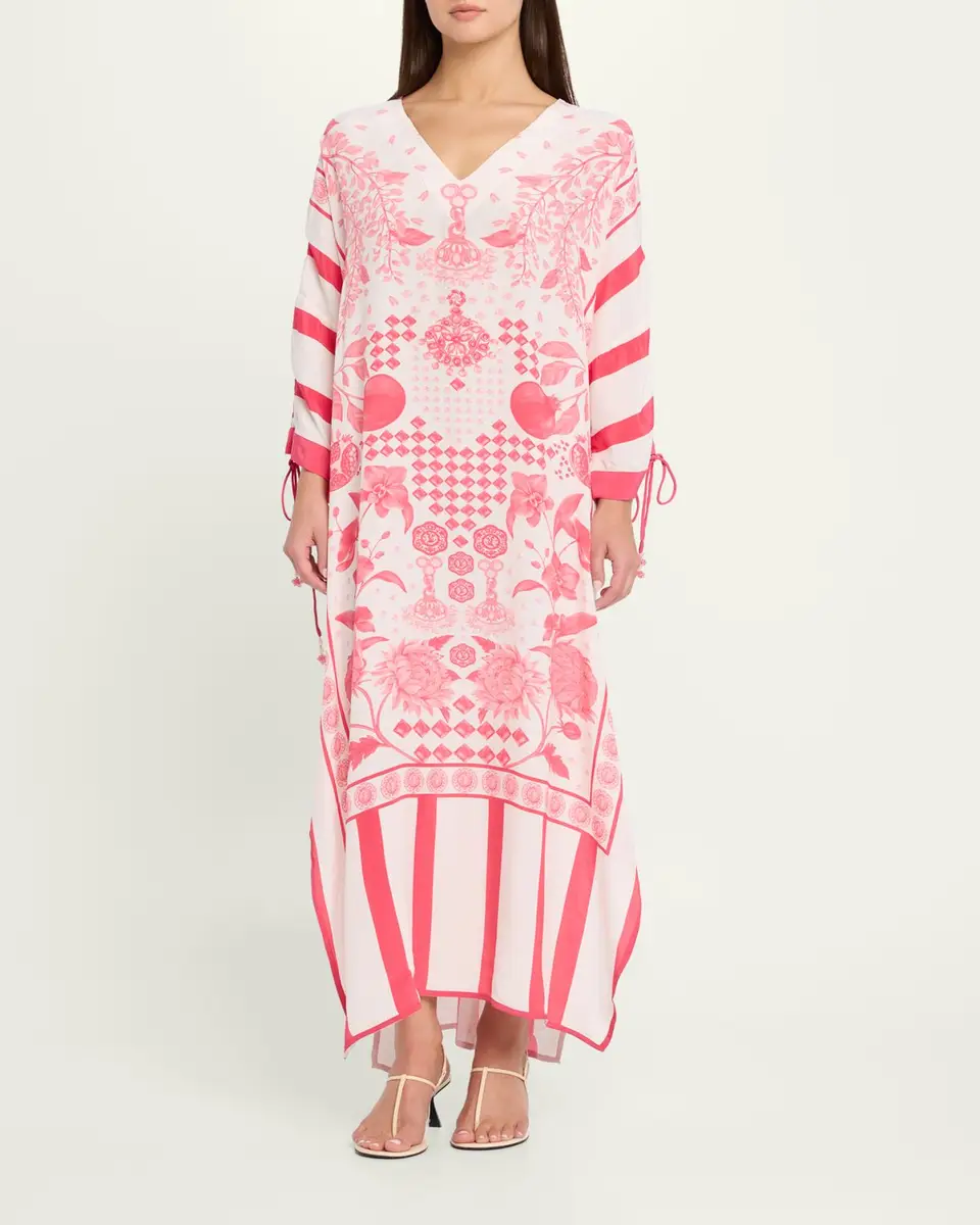 VERANDAH Drawstring Maxi Kaftan Coverup | Thumbnail 2