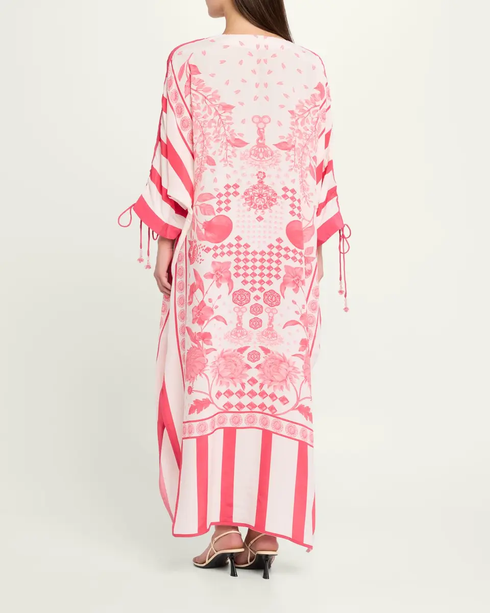VERANDAH Drawstring Maxi Kaftan Coverup | Thumbnail 3