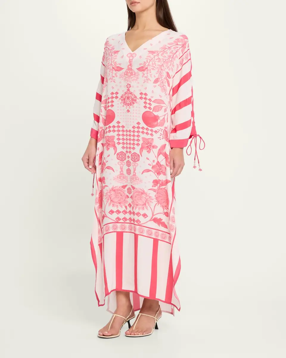 VERANDAH Drawstring Maxi Kaftan Coverup | Thumbnail 4