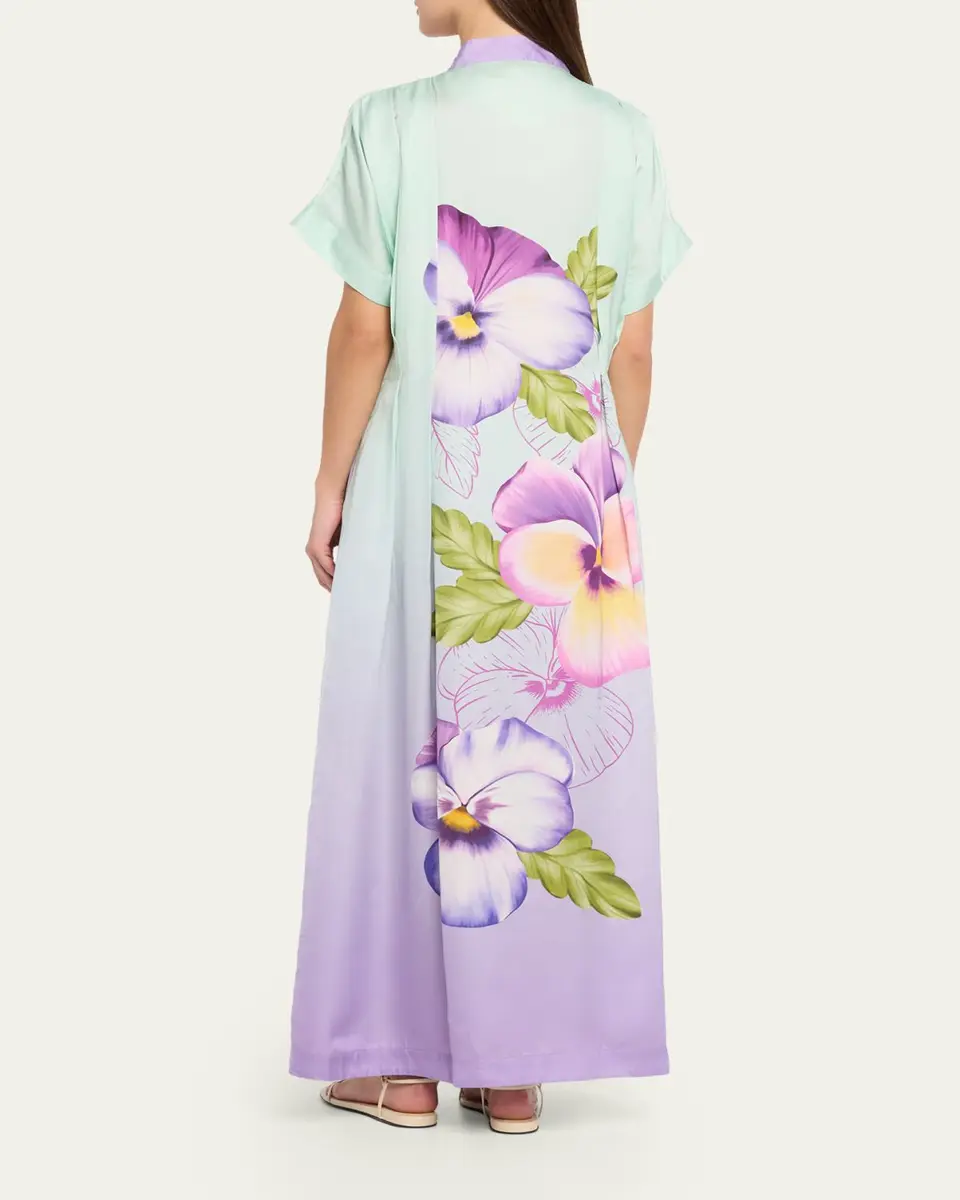 VERANDAH Hand-Pleated Floral Kaftan Maxi Dress | Thumbnail 3