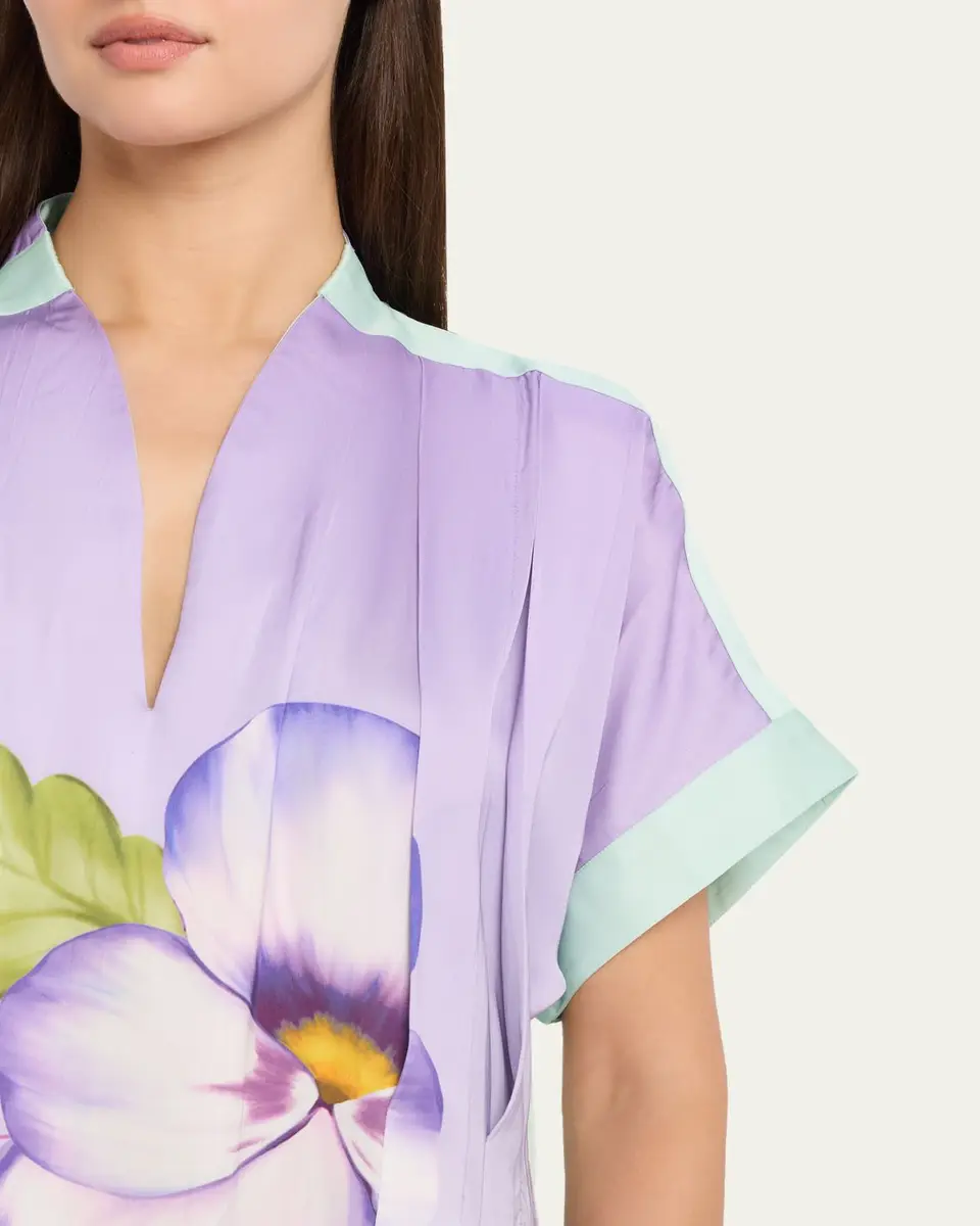 VERANDAH Hand-Pleated Floral Kaftan Maxi Dress | Thumbnail 5