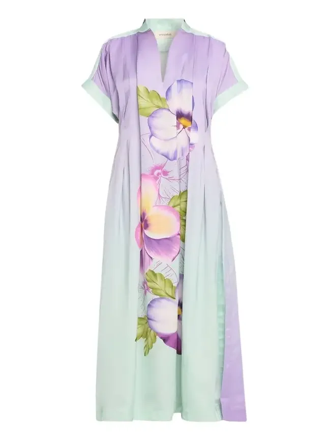 Hand-Pleated Floral Kaftan Maxi Dress Hand-Pleated Floral Kaftan Maxi Dress