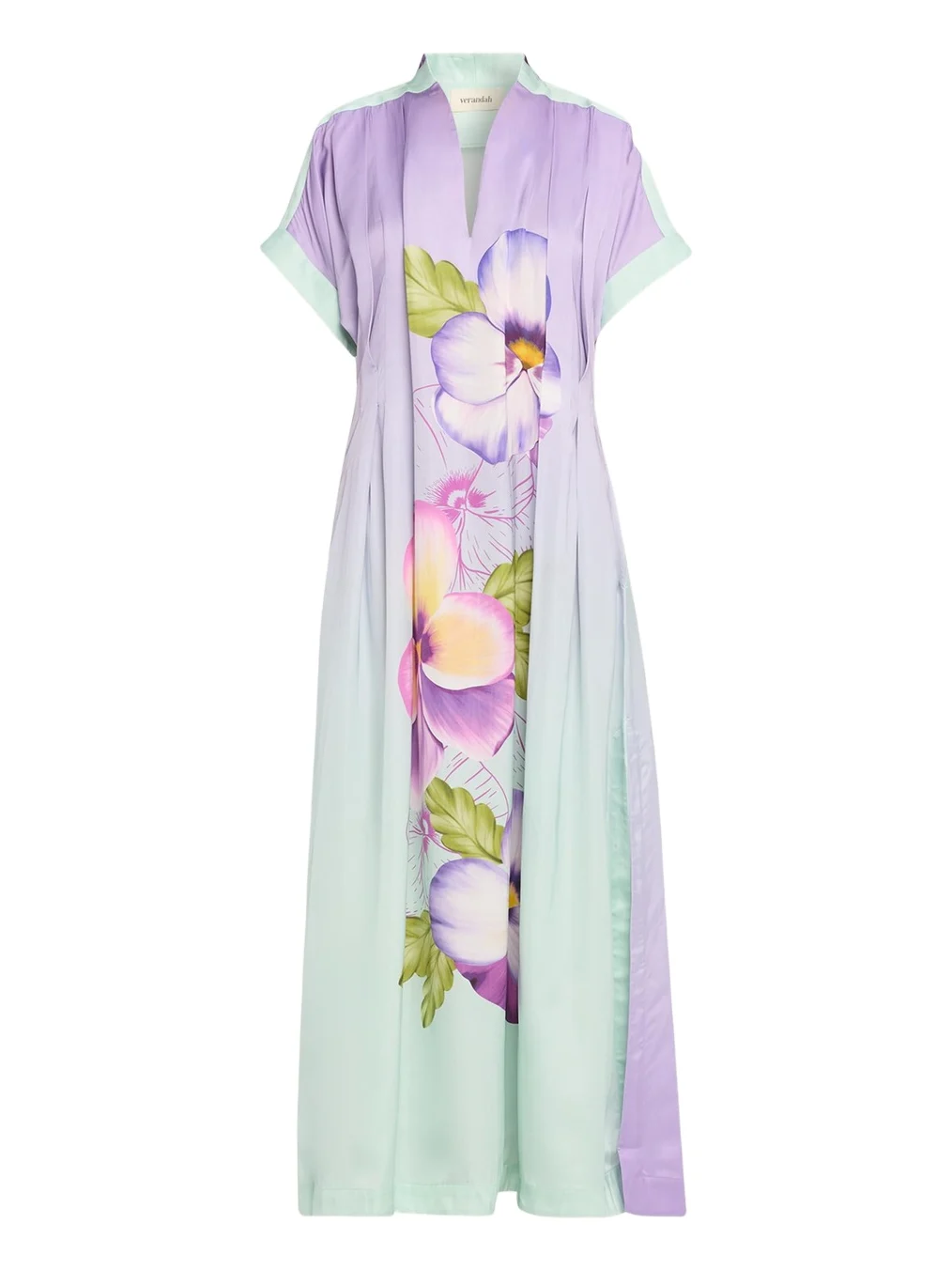 VERANDAH Hand-Pleated Floral Kaftan Maxi Dress