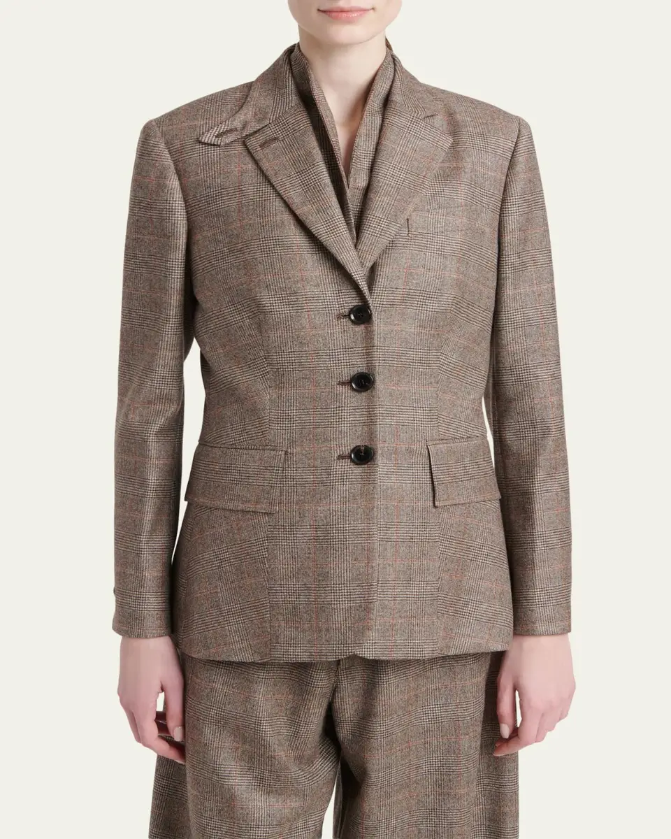 Kiton Wool-Cashmere Check Single-Breasted Jacket | Thumbnail 4 Kiton Wool-Cashmere Check Single-Breasted Jacket | Thumbnail 4