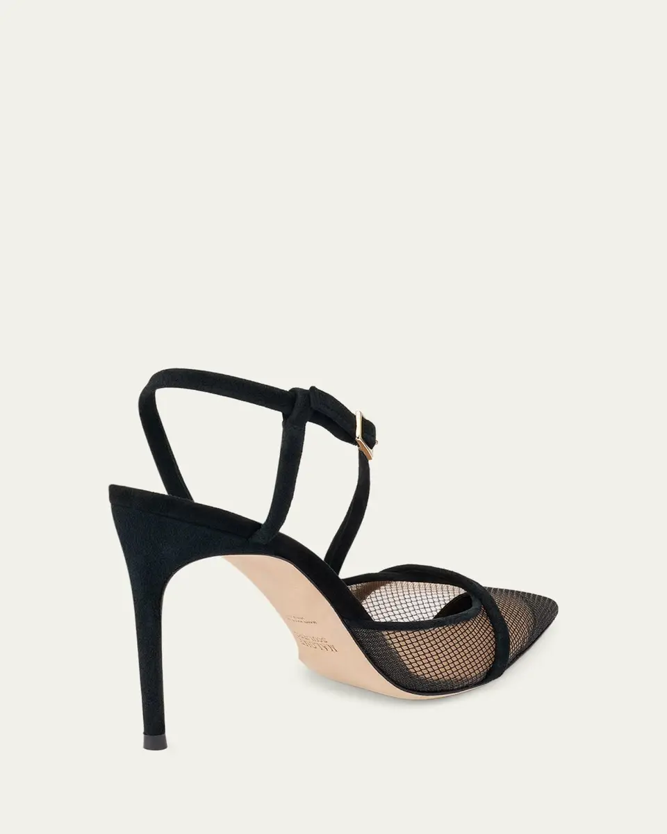 Malone Souliers Valeria 90mm Suede & Mesh Slingback Pumps | Thumbnail 3