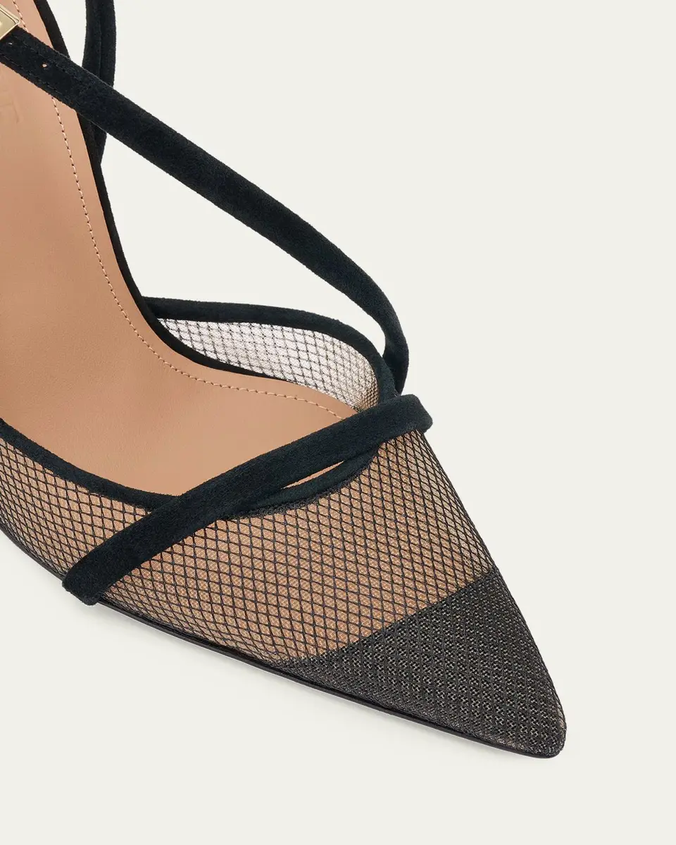 Malone Souliers Valeria 90mm Suede & Mesh Slingback Pumps | Thumbnail 4