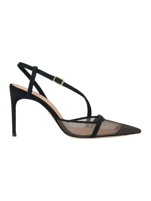 Valeria 90mm Suede & Mesh Slingback Pumps