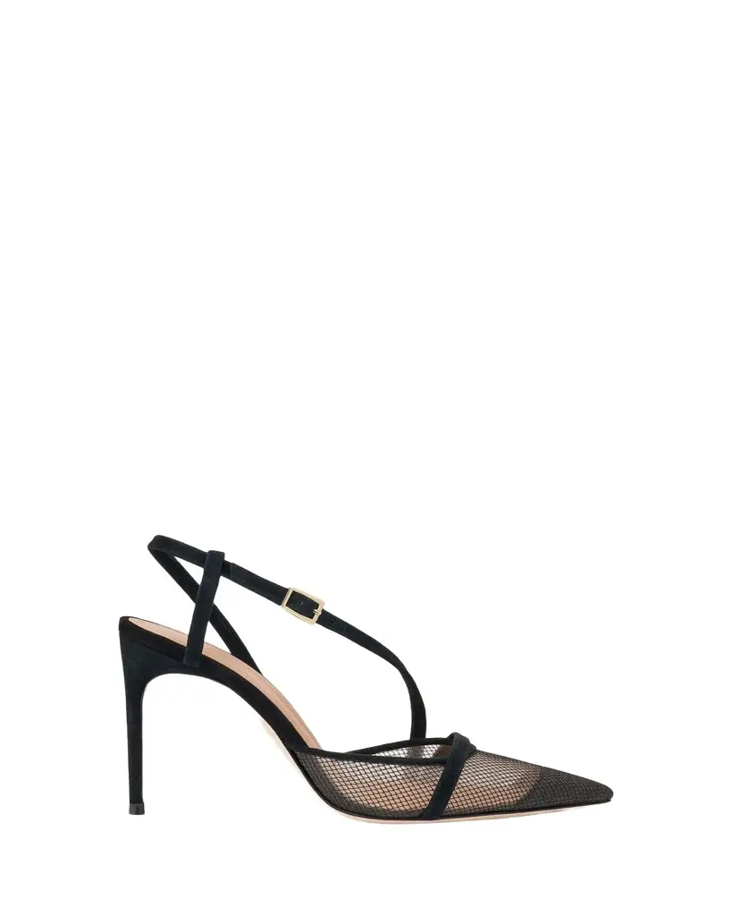 Malone Souliers Valeria 90mm Suede & Mesh Slingback Pumps | Image 1 Malone Souliers Valeria 90mm Suede & Mesh Slingback Pumps | Image 1