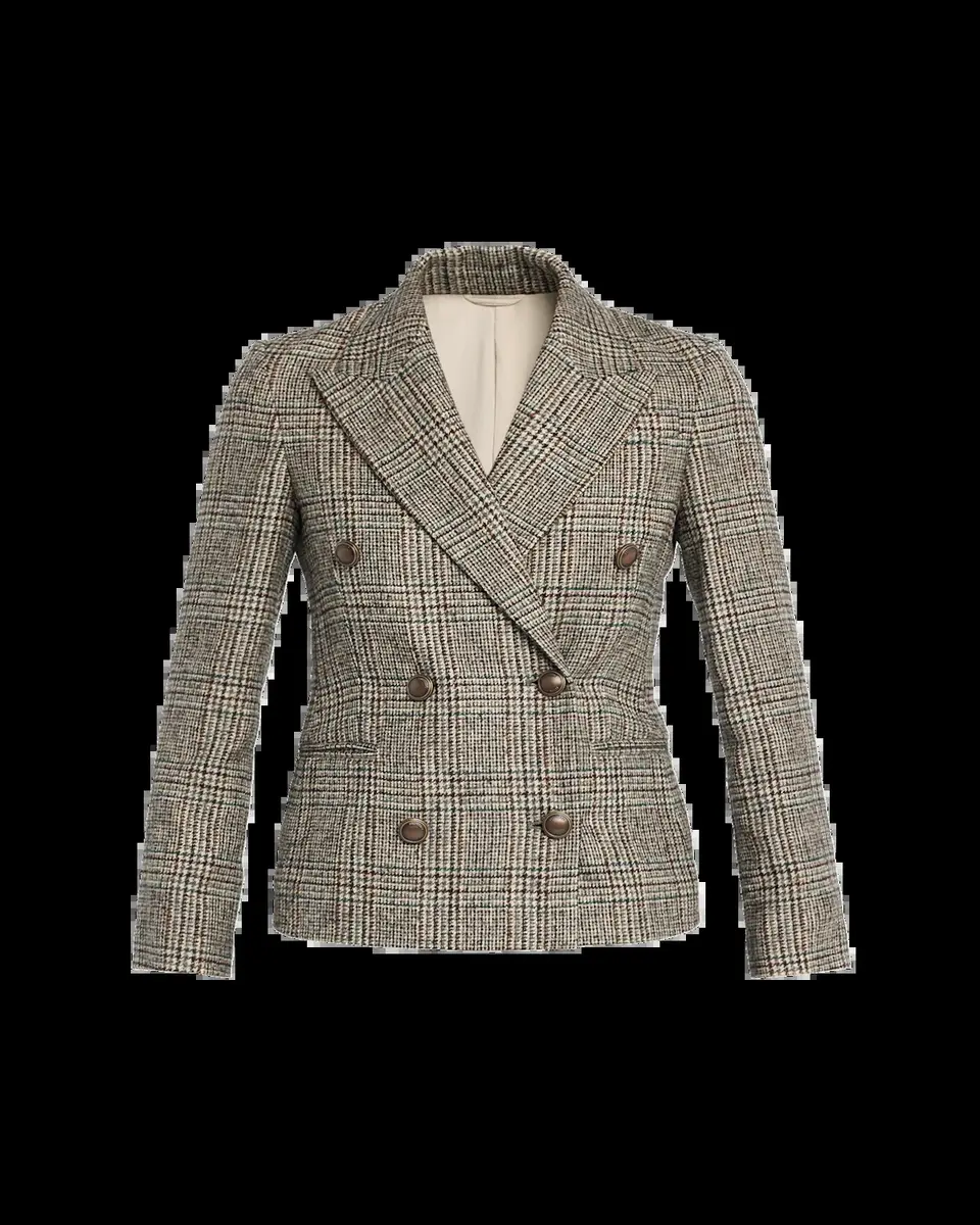 Brunello Cucinelli Double-Breasted Prince Of Wales Tailored Jacket | Thumbnail 2