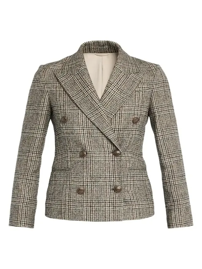 Double-Breasted Prince Of Wales Tailored Jacket
