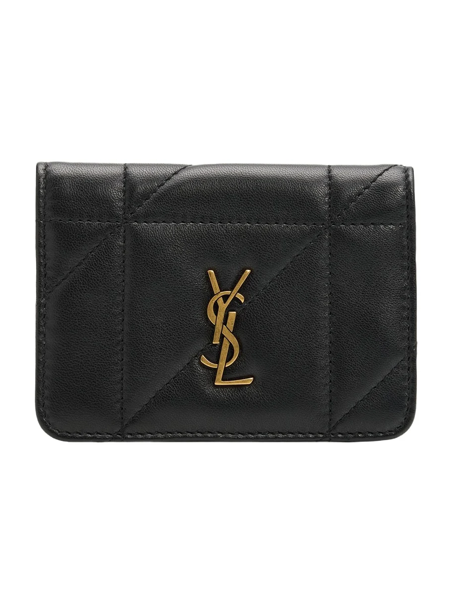 Saint Laurent Quilted Leather YSL Bi-Fold Card Case