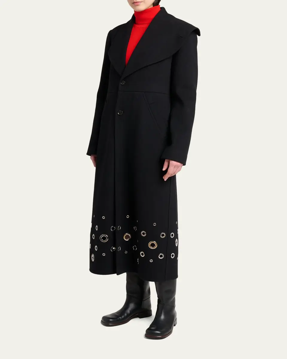 Proenza Schouler Alix Embellished Compact Melton Wool Long Coat | Thumbnail 4 Proenza Schouler Alix Embellished Compact Melton Wool Long Coat | Thumbnail 4