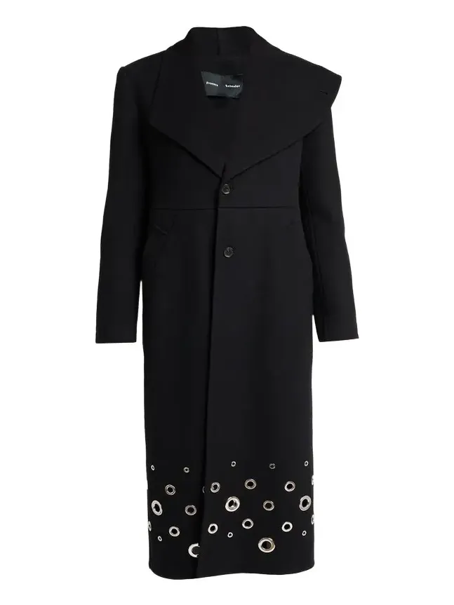 Proenza Schouler Alix Embellished Compact Melton Wool Long Coat