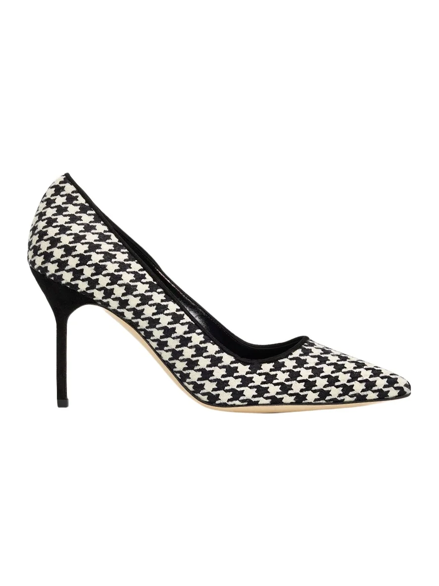Manolo Blahnik 90mm BB Houndstooth Wool Pumps