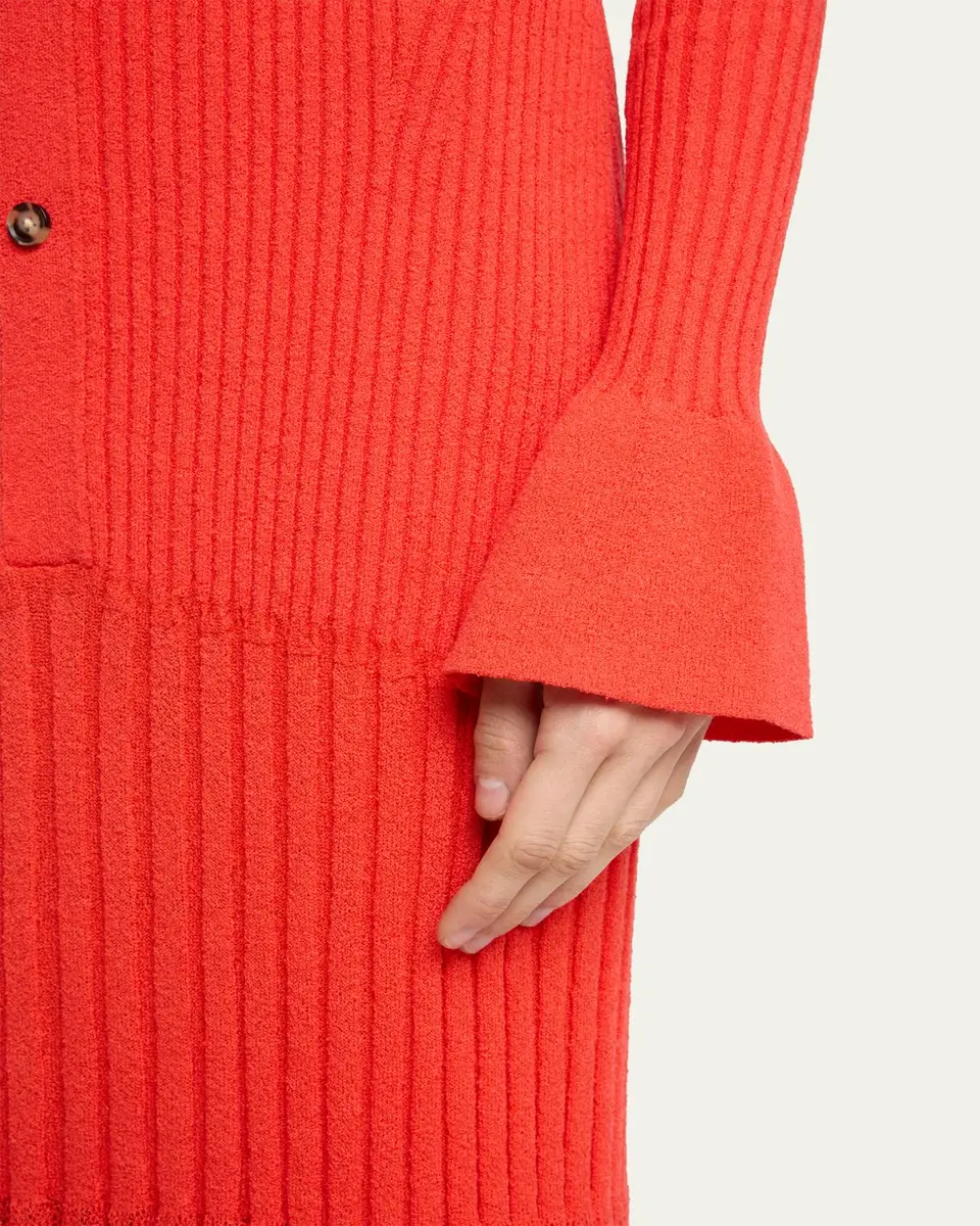 Proenza Schouler Rosario Long-Sleeve Merino Wool Pleated Knit Midi Polo Dress | Thumbnail 5