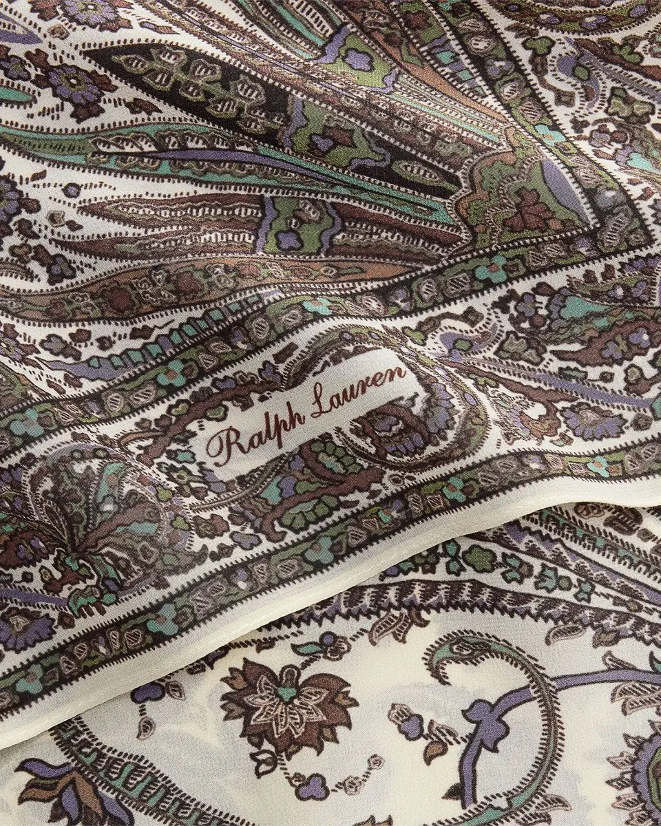 Ralph Lauren Collection Paisley Crepe de Chine Square Scarf | Thumbnail 4 Ralph Lauren Collection Paisley Crepe de Chine Square Scarf | Thumbnail 4