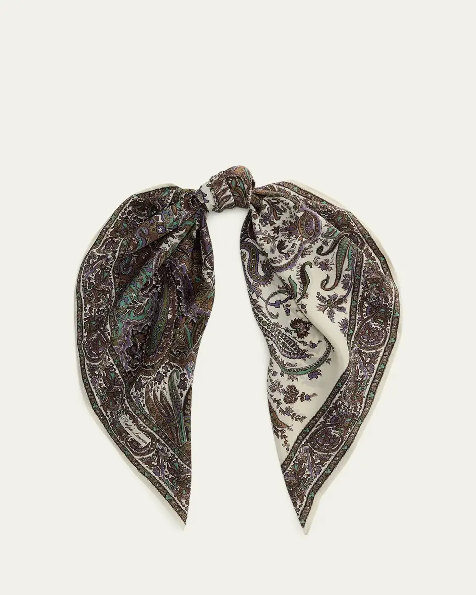 Ralph Lauren Collection Paisley Crepe de Chine Square Scarf | Thumbnail 5 Ralph Lauren Collection Paisley Crepe de Chine Square Scarf | Thumbnail 5