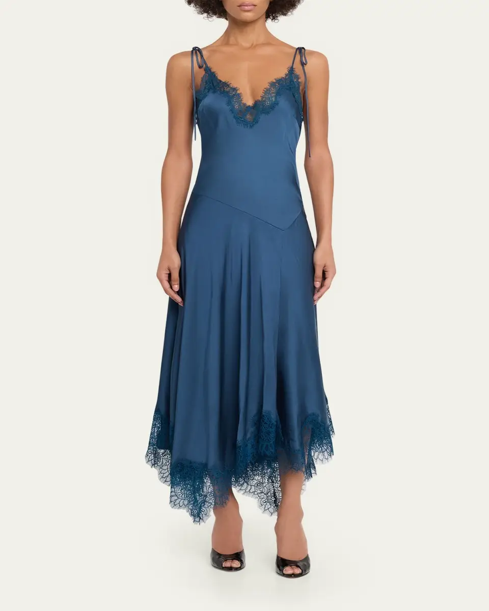 A.L.C. Aleena Satin Lace Maxi Dress | Thumbnail 2