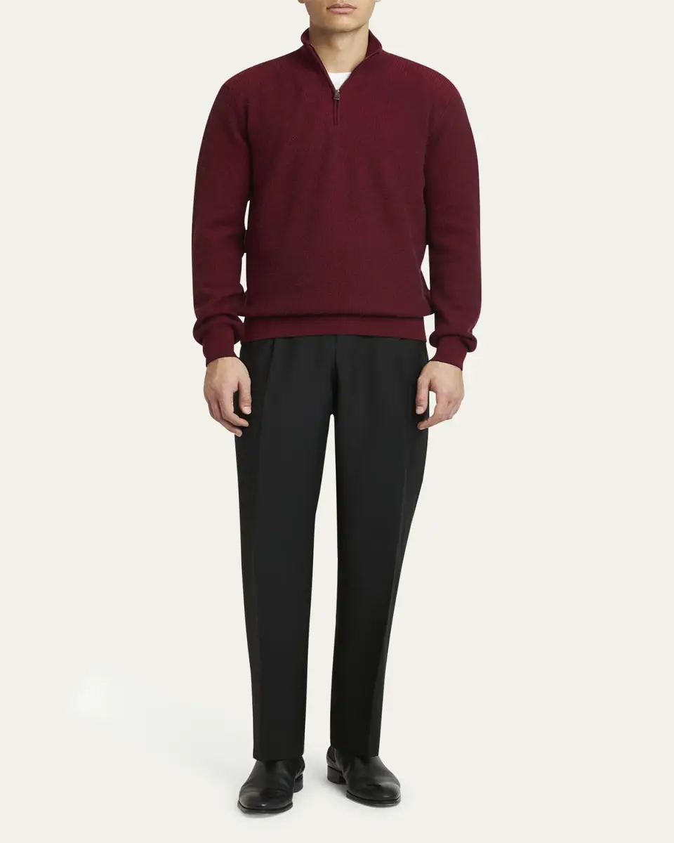 Brioni Men's Cashmere Quarter-Zip Sweater | Thumbnail 2