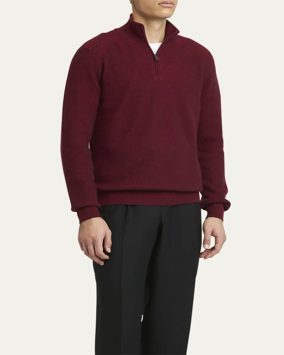 Brioni Men's Cashmere Quarter-Zip Sweater | Thumbnail 4