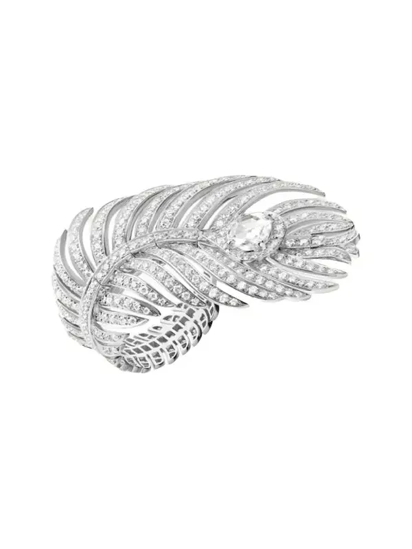 Plume de Paon 18K White Gold Diamond Large Ring