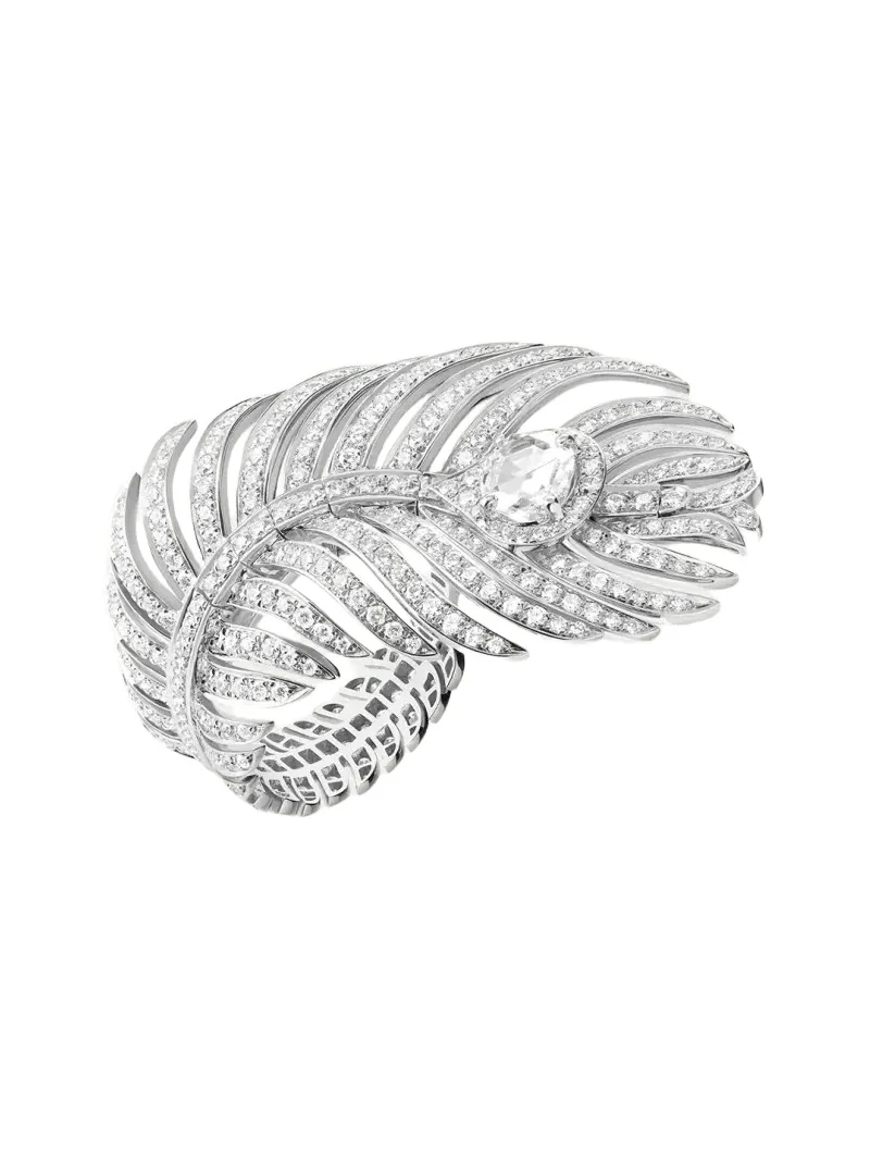 Boucheron Plume de Paon 18K White Gold Diamond Large Ring | Thumbnail 1 Boucheron Plume de Paon 18K White Gold Diamond Large Ring | Thumbnail 1