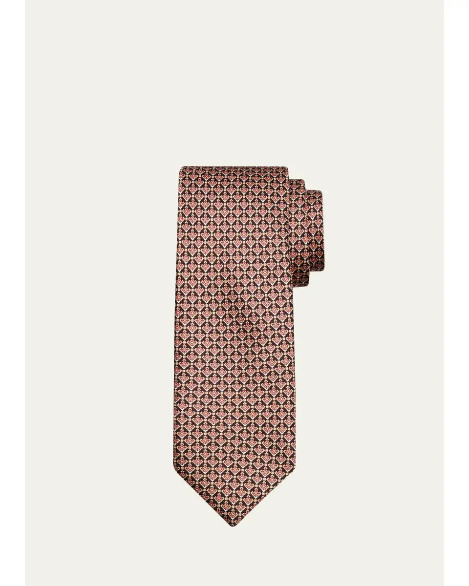 Brioni Men's Micro-Geometric Silk Tie | Thumbnail 4 Brioni Men's Micro-Geometric Silk Tie | Thumbnail 4