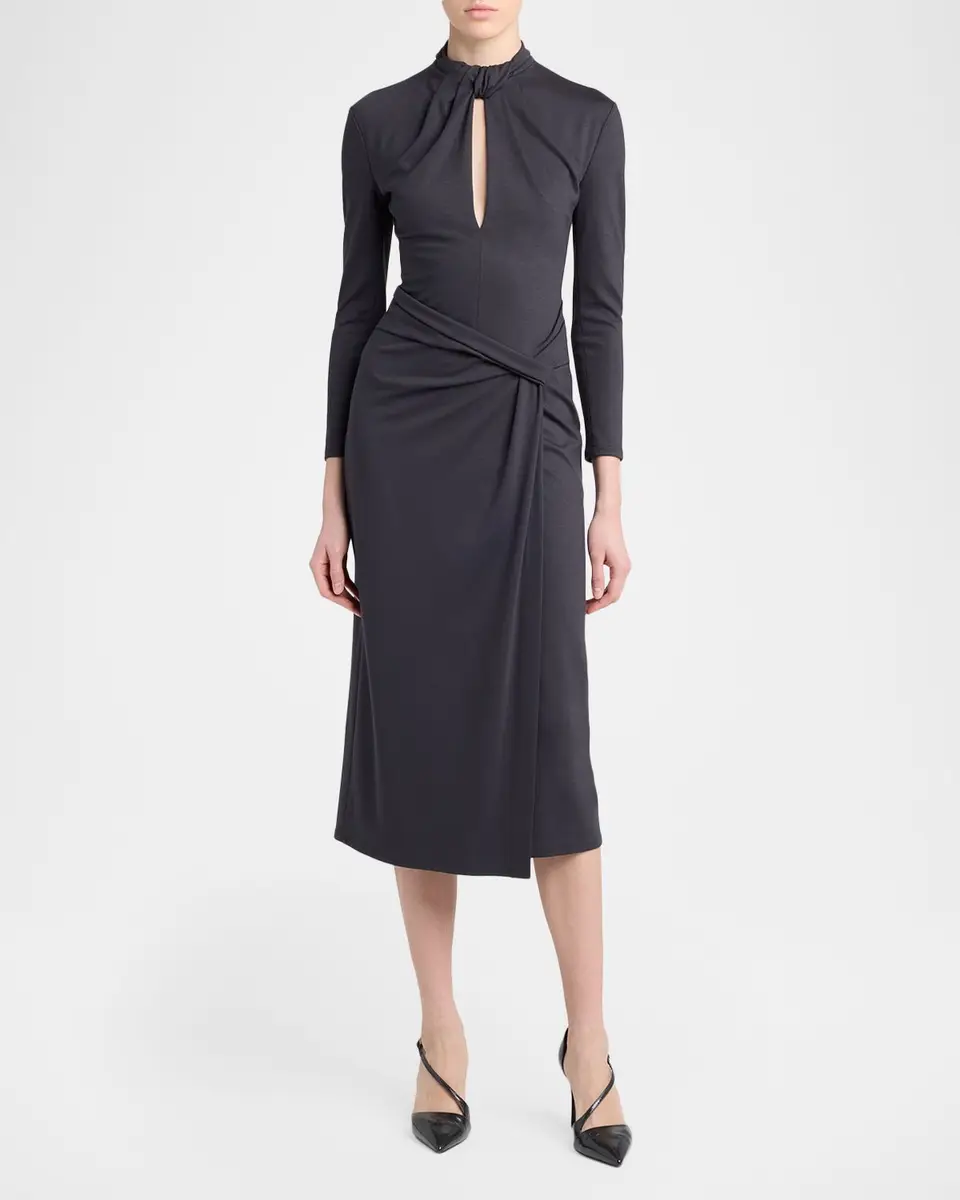 Giorgio Armani Keyhole-Cutout Twisted Midi Dress | Thumbnail 2 Giorgio Armani Keyhole-Cutout Twisted Midi Dress | Thumbnail 2