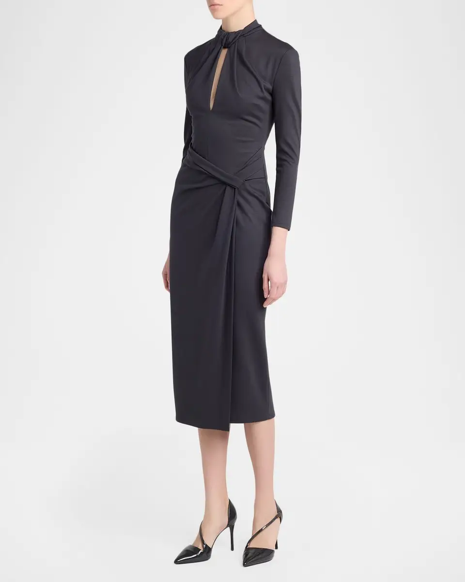 Giorgio Armani Keyhole-Cutout Twisted Midi Dress | Thumbnail 4 Giorgio Armani Keyhole-Cutout Twisted Midi Dress | Thumbnail 4