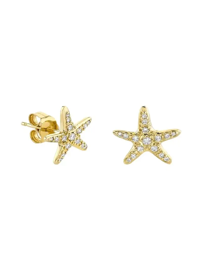 14K Yellow Gold & 0.17 TCW Diamond Starfish Stud Earrings 14K Yellow Gold & 0.17 TCW Diamond Starfish Stud Earrings