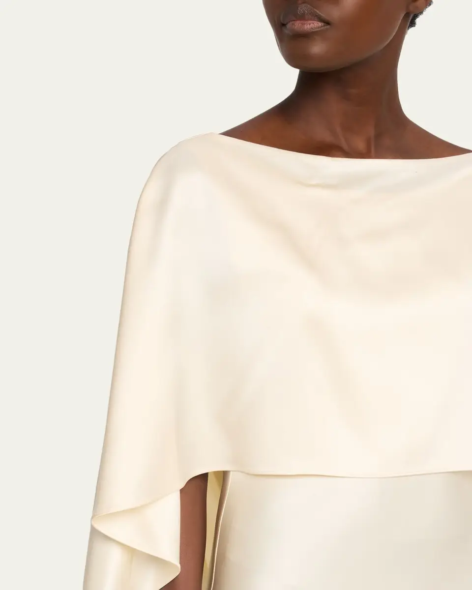 Heirlome Anna Draped Capelet Backless Silk Maxi Dress | Thumbnail 5