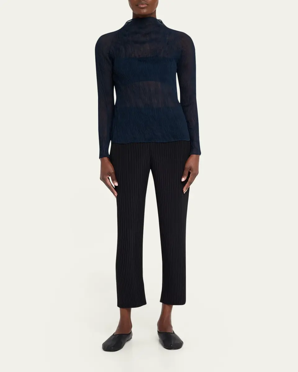 Issey Miyake Twisted Chiffon Long-Sleeve Top | Thumbnail 2